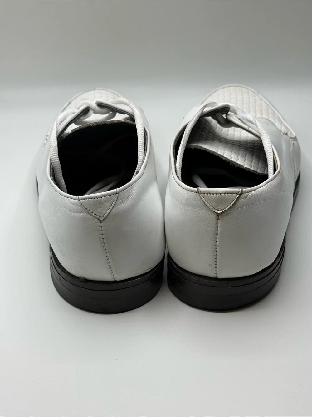 Men's White Woven Leather Derby Shoes